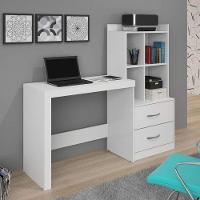 Escrivaninha com Estante Alana 2 Gavetas 4 Nichos Branco