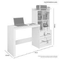 Escrivaninha com Estante Alana 2 Gavetas 4 Nichos Branco - 9
