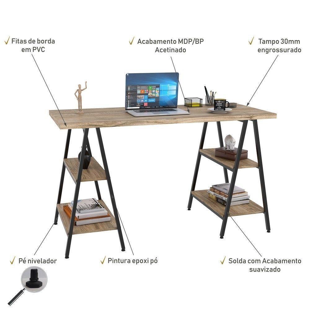 Mesa Escrivaninha Cavalete 135cm Carvalho - 7