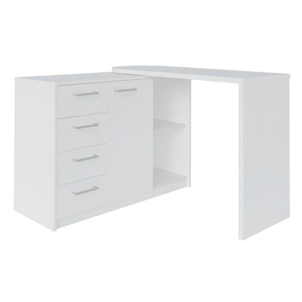 Mesa para Computador Escrivaninha Logan Web 4 Gavetas Branco - 1