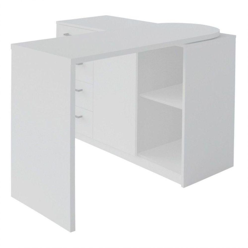 Mesa para Computador Escrivaninha Logan Web 4 Gavetas Branco - 3