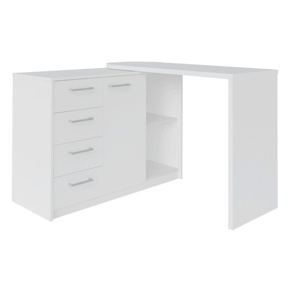 Mesa para Computador Escrivaninha Logan Web 4 Gavetas Branco - 4