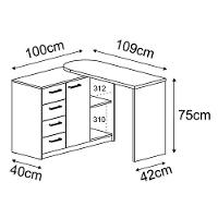 Mesa para Computador Escrivaninha Logan Web 4 Gavetas Branco - 2