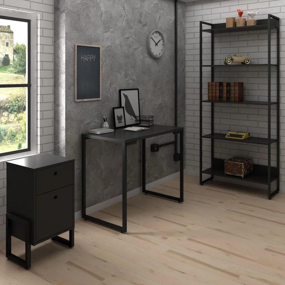 Mesa para Computador Escrivaninha Porto 90cm Preto - 10