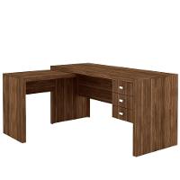Mesa Para Home Office Com 03 Gavetas Nogal -Tecno Mobili - 1