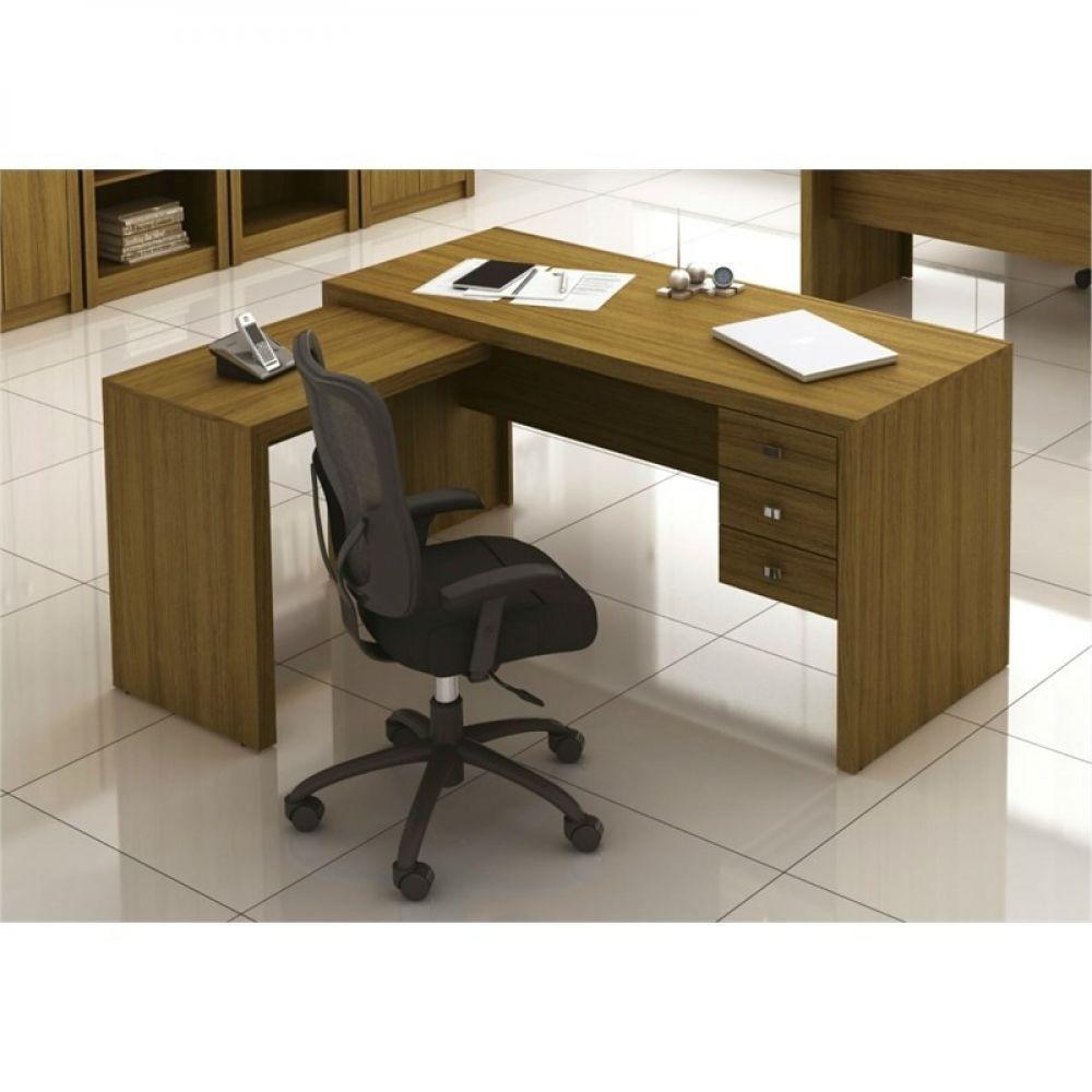 Mesa para Home Office com 03 Gavetas Amêndoa Tecno Mobili - 2