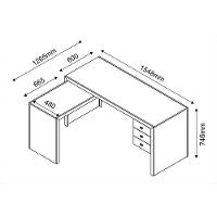 Mesa para Home Office com 03 Gavetas Branco  Tecno Mobili - 5