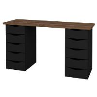 Mesa Computador Escrivaninha Due Web 10 Gavetas Nogal Preto - 1