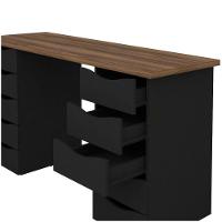 Mesa Computador Escrivaninha Due Web 10 Gavetas Nogal Preto - 9