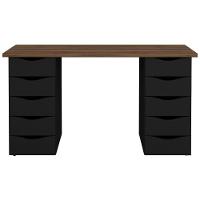 Mesa Computador Escrivaninha Due Web 10 Gavetas Nogal Preto - 10