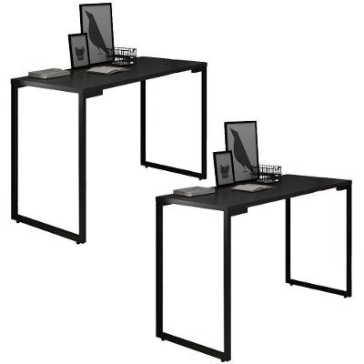 Kit 2 Mesas Para Computador 120cm Industrial Preto Mpozenato