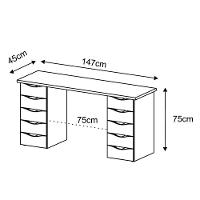 Mesa Computador Escrivaninha Due Web 10 Gavetas Nogal Branco - 2