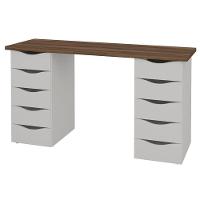 Mesa Computador Escrivaninha Due Web 10 Gavetas Nogal Branco - 6