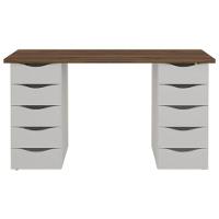 Mesa Computador Escrivaninha Due Web 10 Gavetas Nogal Branco - 8