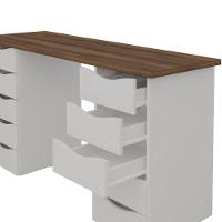 Mesa Computador Escrivaninha Due Web 10 Gavetas Nogal Branco - 10