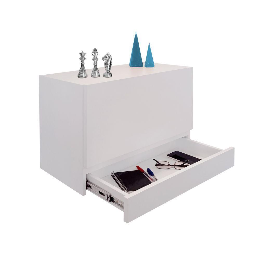 Escrivaninha Suspensa Bancada Compacta Com Gaveta Mesa Para Notebook Branco Laca - 3