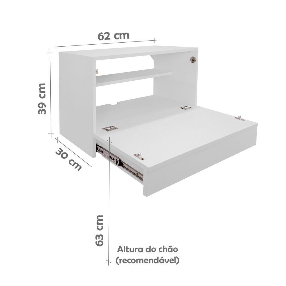 Escrivaninha Suspensa Bancada Compacta Com Gaveta Mesa Para Notebook Branco Laca - 5