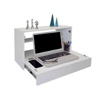 Escrivaninha Suspensa Bancada Compacta Com Gaveta Mesa Para Notebook Branco Laca - 1