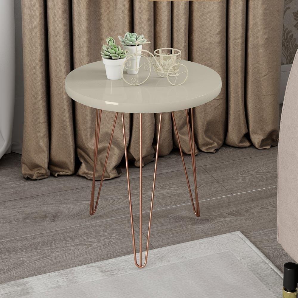 Conjunto Mesas De Centro Redondas Evolution Base Aço Off White - 3