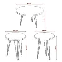 Conjunto Mesas De Centro Redondas Evolution Base Aço Off White - 2