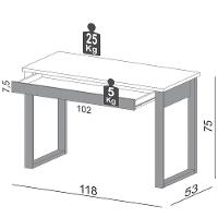 Mesa Escritório Estilo Industrial 1 Gaveta F24 Freijó/Preto Fosco - 2