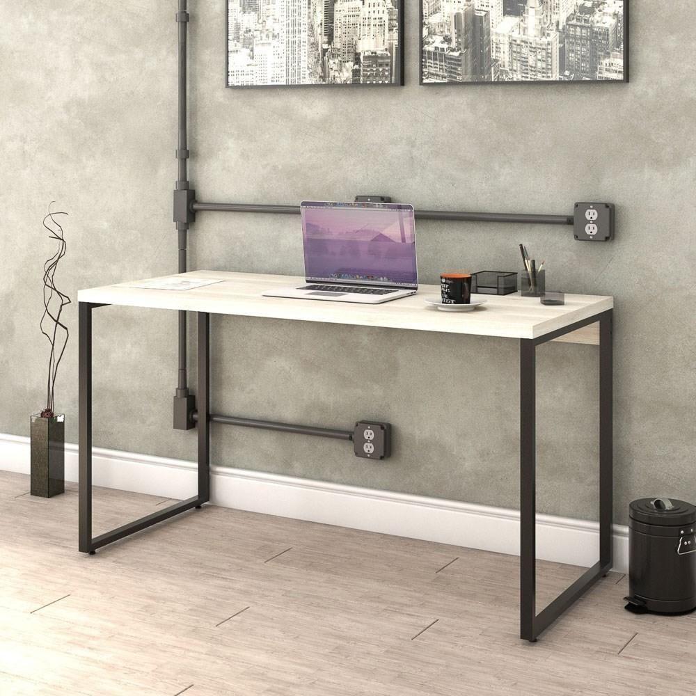 Kit 2 Mesas De Escritório Office 135Cm Estilo Industrial Prisma C08 Snow - Mpozenato - 5