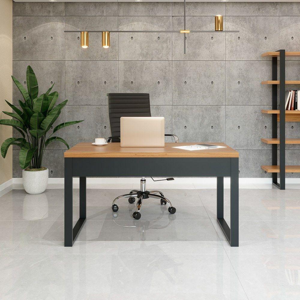 Mesa Escritório Estilo Industrial F20 Freijó/Preto Fosco - 3