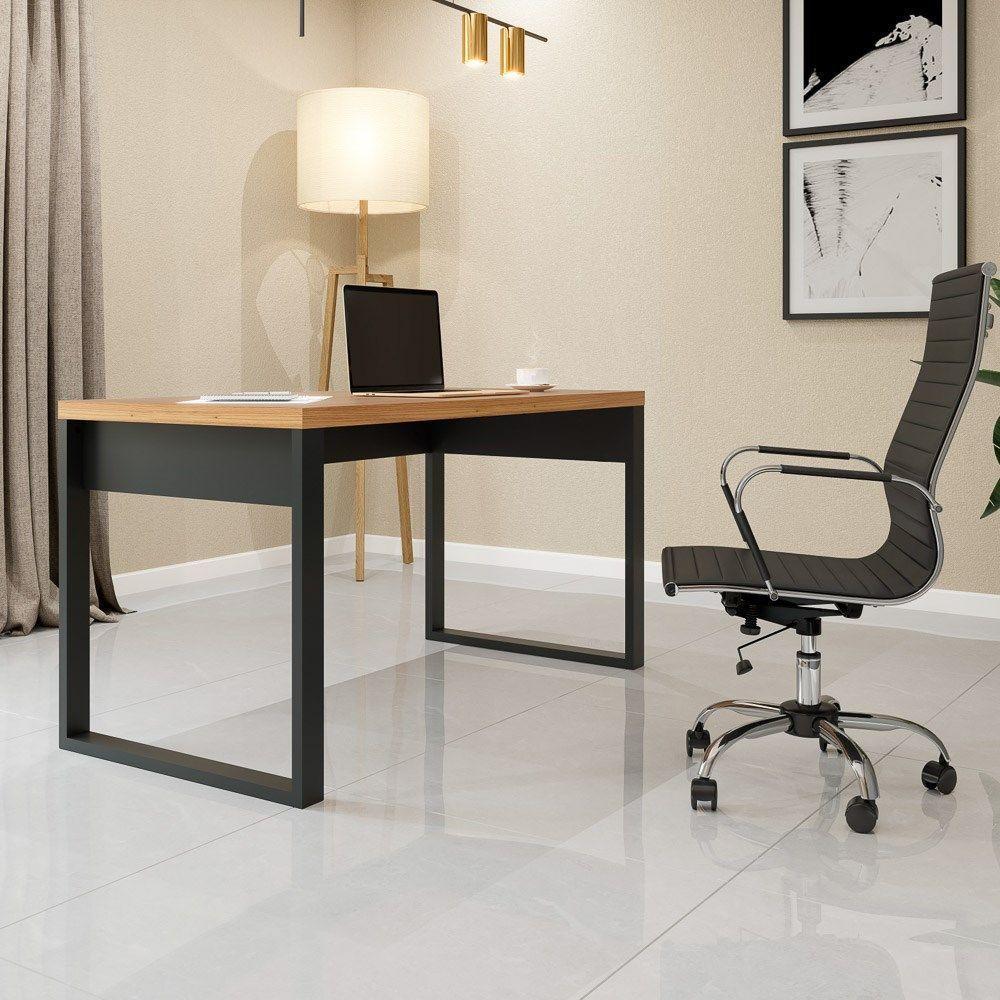 Mesa Escritório Estilo Industrial F20 Freijó/Preto Fosco - 4