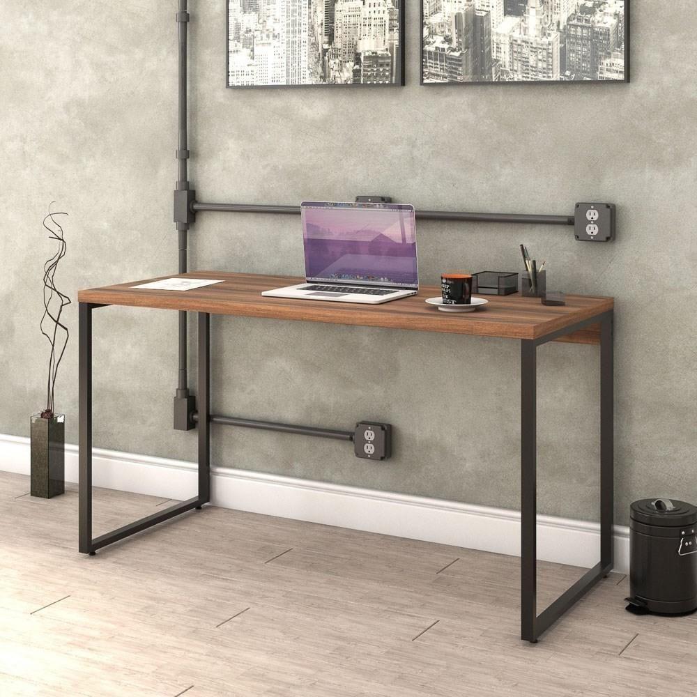 Kit 2 Mesas De Escritório Office 135Cm Estilo Industrial Prisma C08 Nogal - Mpozenato - 5