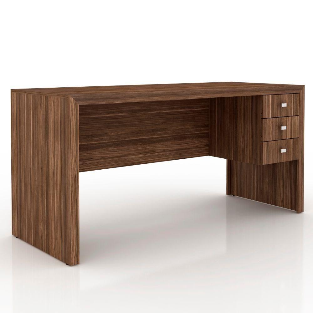 Mesa Com 03 Gavetas Para Home Office Me4113 Nogal - Tecno Mobili - 1