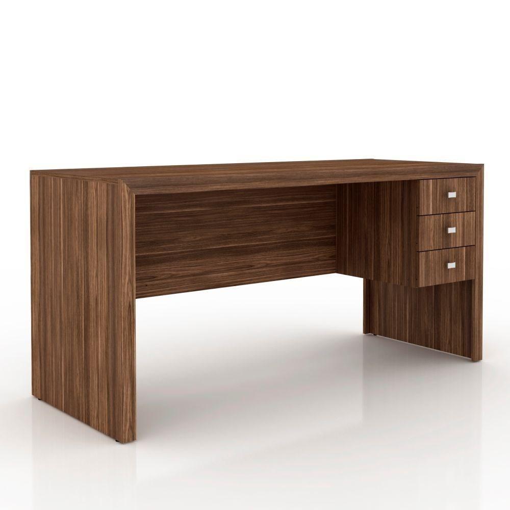 Mesa Com 03 Gavetas Para Home Office Me4113 Nogal - Tecno Mobili - 4