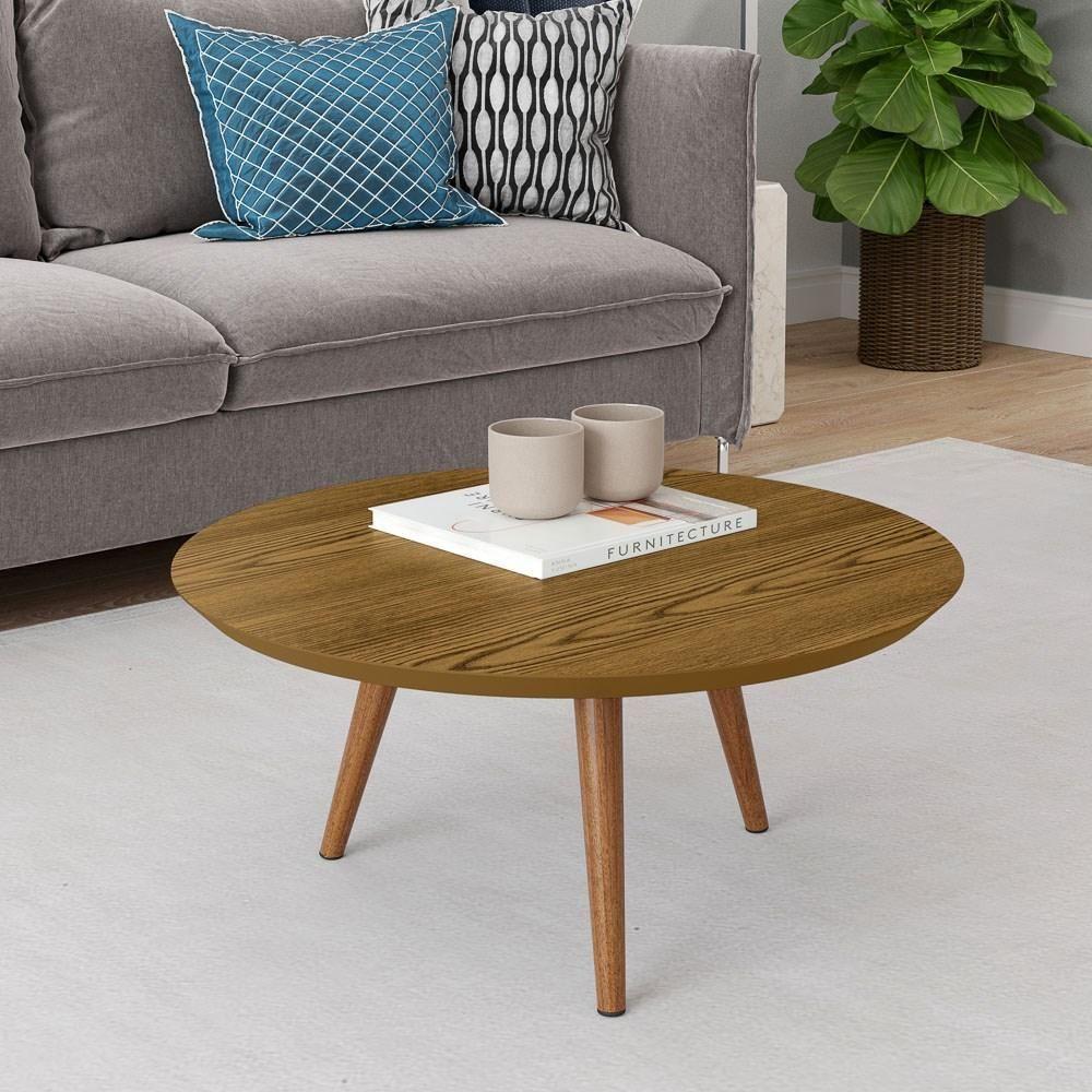 Conjunto Mesas De Centro Redondas Pés Madeira Luna Cumarú - 3