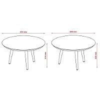 Conjunto Mesas De Centro Redondas Pés Madeira Luna Cumarú - 2