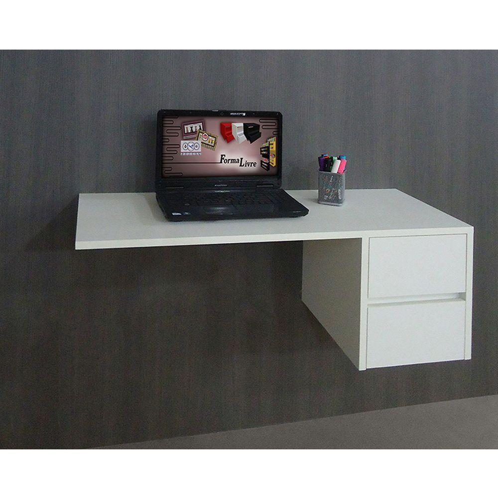 Escrivaninha Suspensa Mesa Para Computador Ou Notebook Escritório Branco - 1
