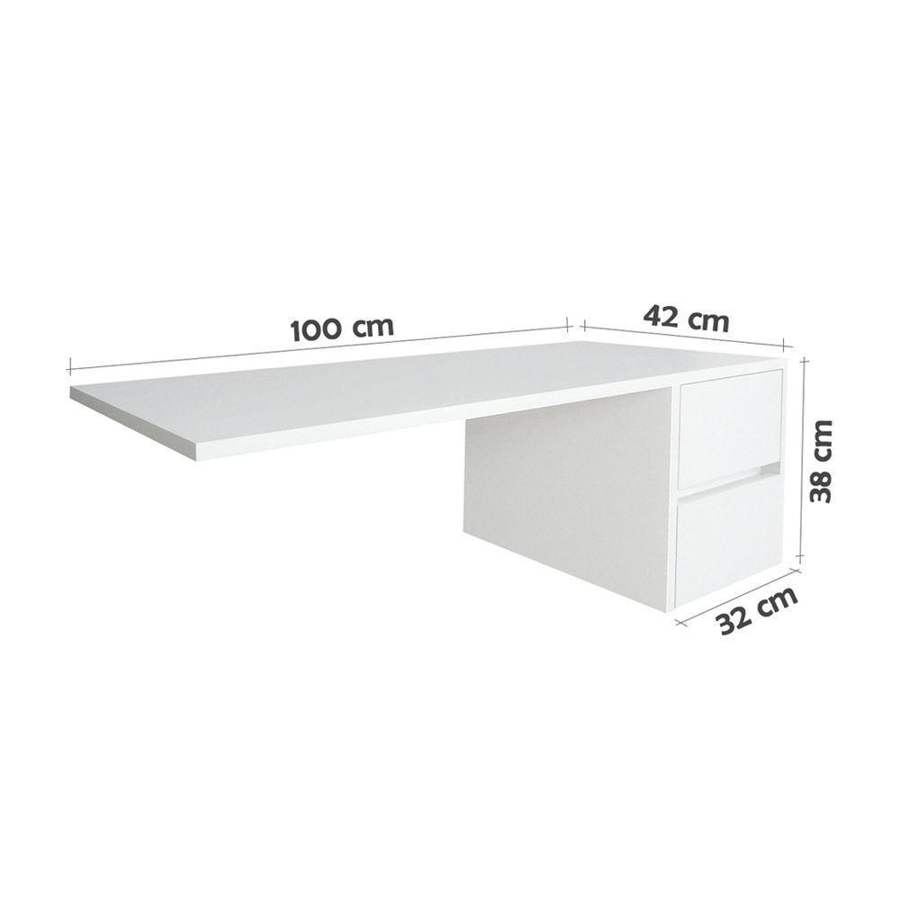 Escrivaninha Suspensa Mesa Para Computador Ou Notebook Escritório Branco - 4