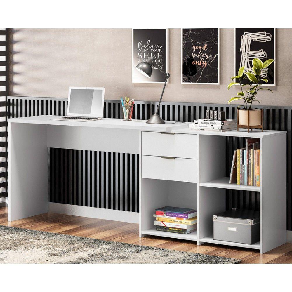 Mesa Office Nt2060 Em L Ou Reto Com 2 Gavetas Notável Branco - 1