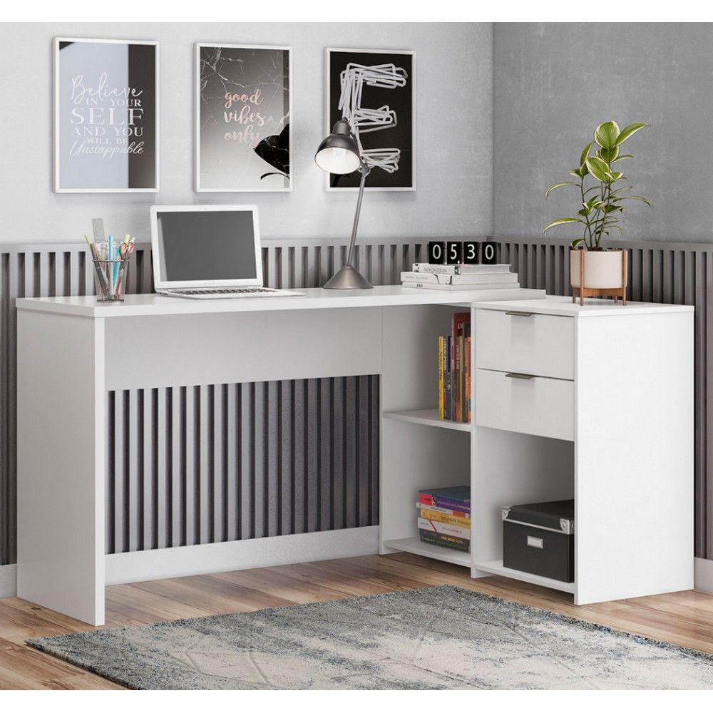 Mesa Office Nt2060 Em L Ou Reto Com 2 Gavetas Notável Branco - 2