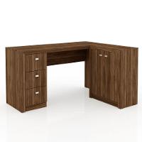Mesa Para Home Office Com Gavetas E 2 Portas Nogal - Tecno Mobili - 1