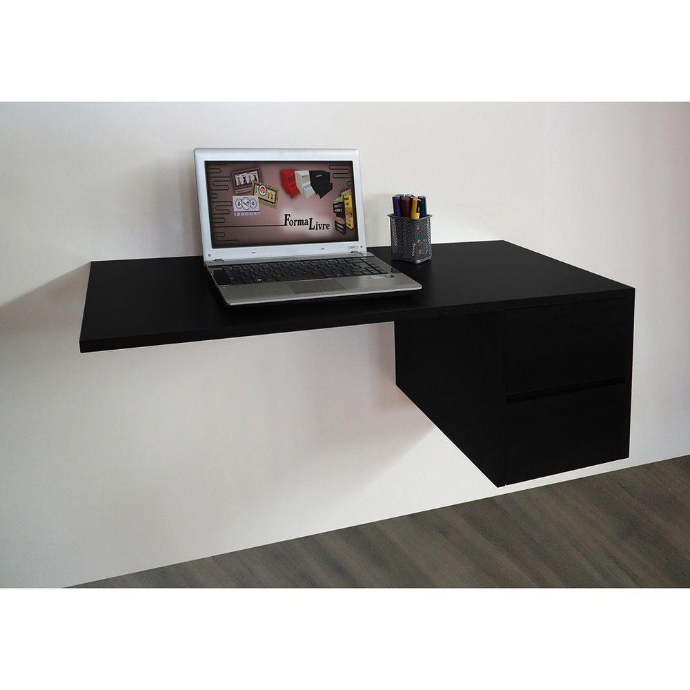 Escrivaninha Suspensa Mesa Para Computador Ou Notebook Escritório Preto - 1
