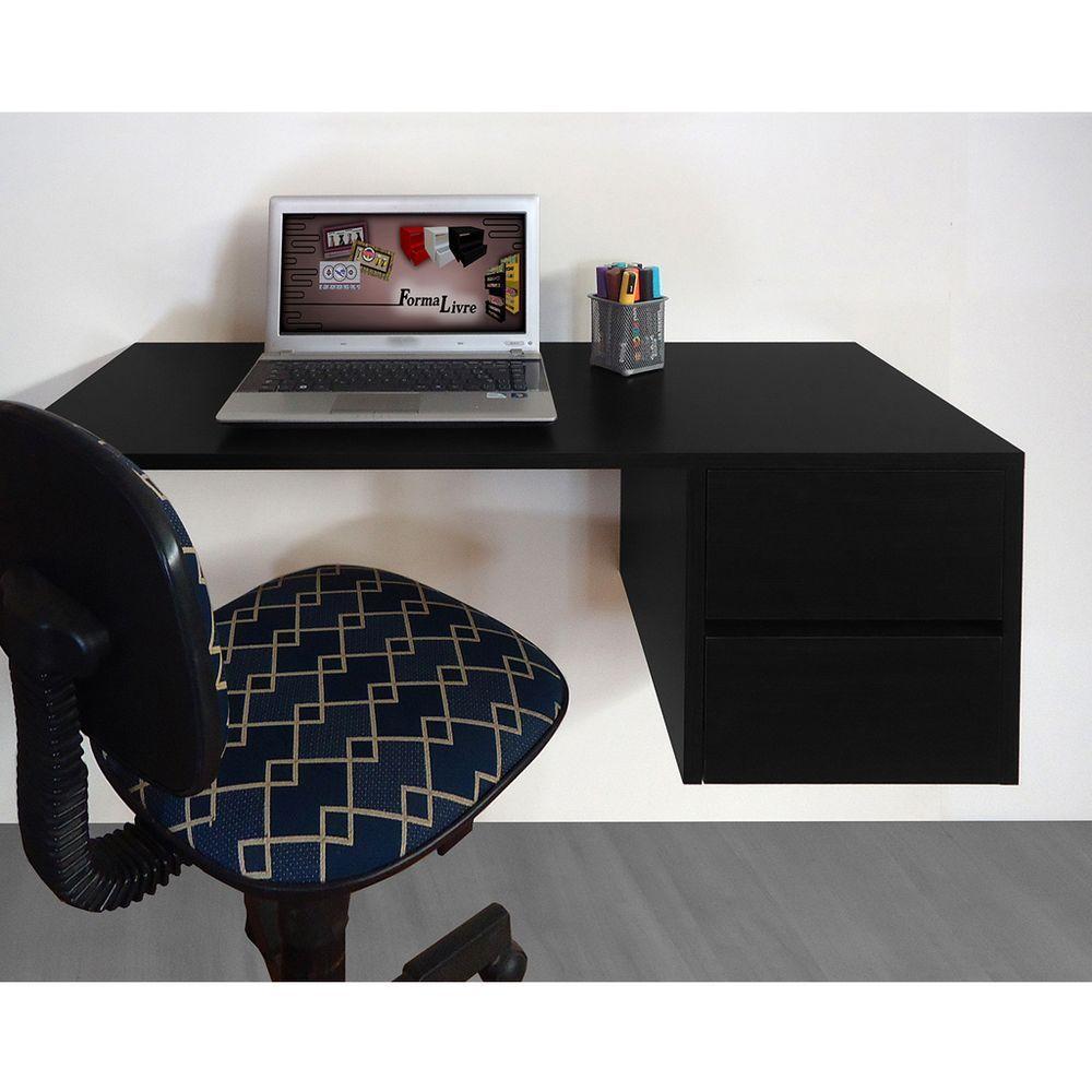 Escrivaninha Suspensa Mesa Para Computador Ou Notebook Escritório Preto - 2