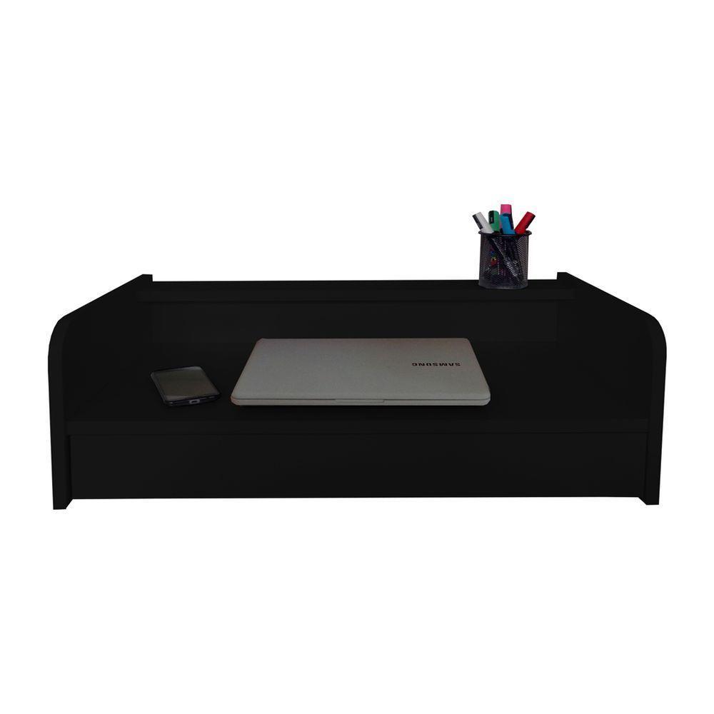 Escrivaninha Suspensa Bancada Com Gaveta Mesa Notebook Preto - 2