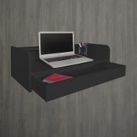 Escrivaninha Suspensa Bancada Com Gaveta Mesa Notebook Preto - 7