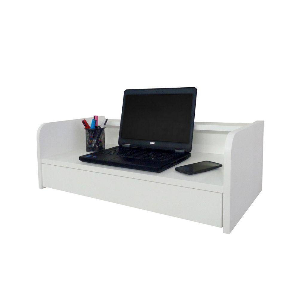 Escrivaninha Suspensa Bancada Com Gaveta Mesa Notebook Branco - 1