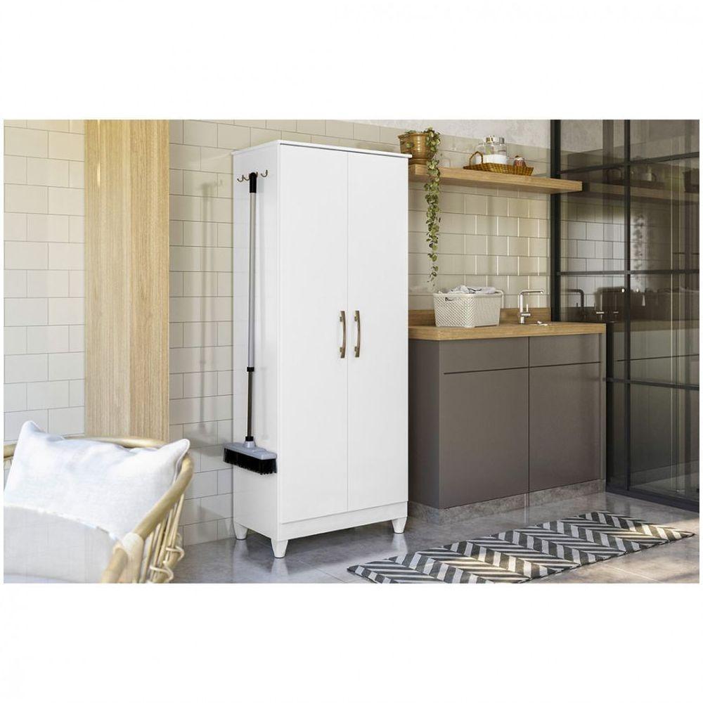 Armário Multiuso Moval Jade 2 Portas De Giro Com 4 Ganchos Branco - 2