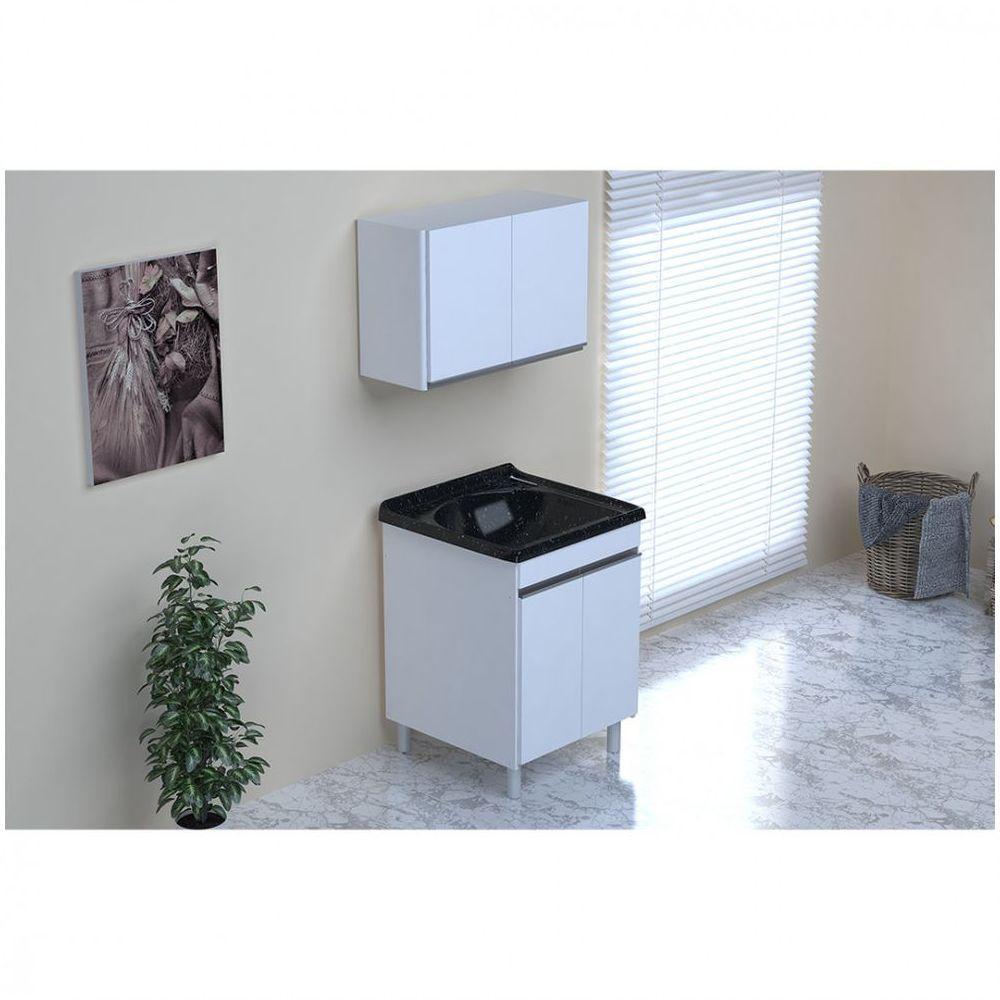 Kit Lavanderia Rorato Amélia Com Tanque E Aéreo 2 Portas Branco Com Preto - 1