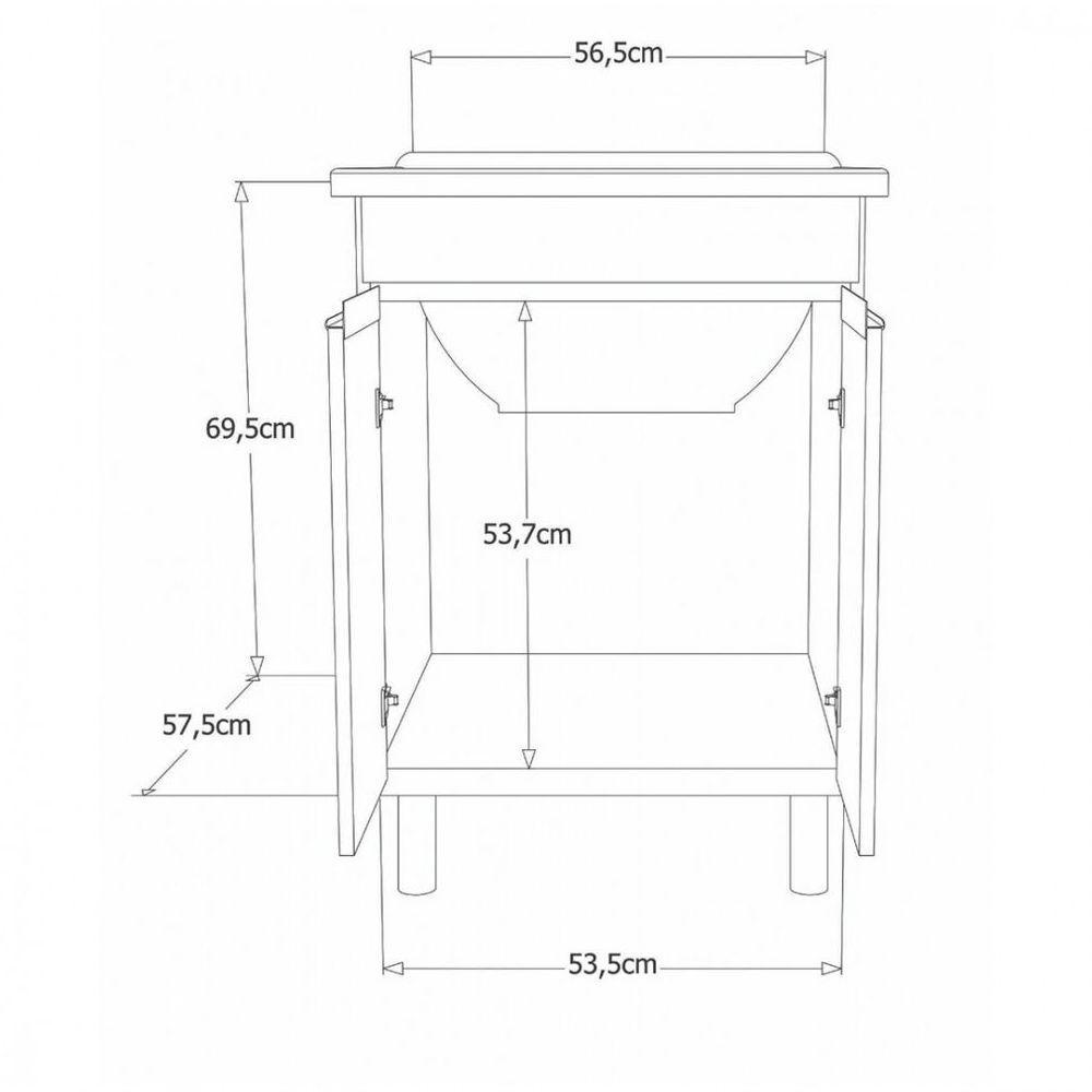 Kit Lavanderia Rorato Amélia Com Tanque E Aéreo 2 Portas Branco Com Preto - 5