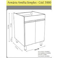 Kit Lavanderia Rorato Amélia Com Tanque E Aéreo 2 Portas Branco Com Preto - 2