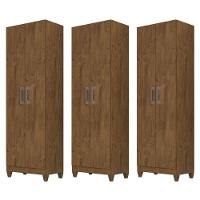 Kit 3 Armários Organizadores Multi Íris 2 Portas Castanho Wood - Moval - 1