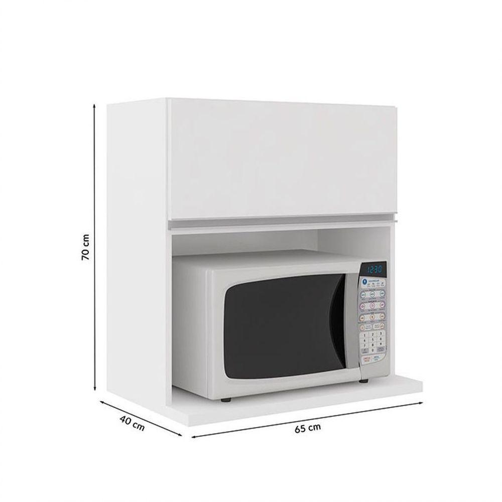 Armário Suspenso Com Nicho Para Microondas 1 Porta Evidence Poliman Móveis Branco - 2