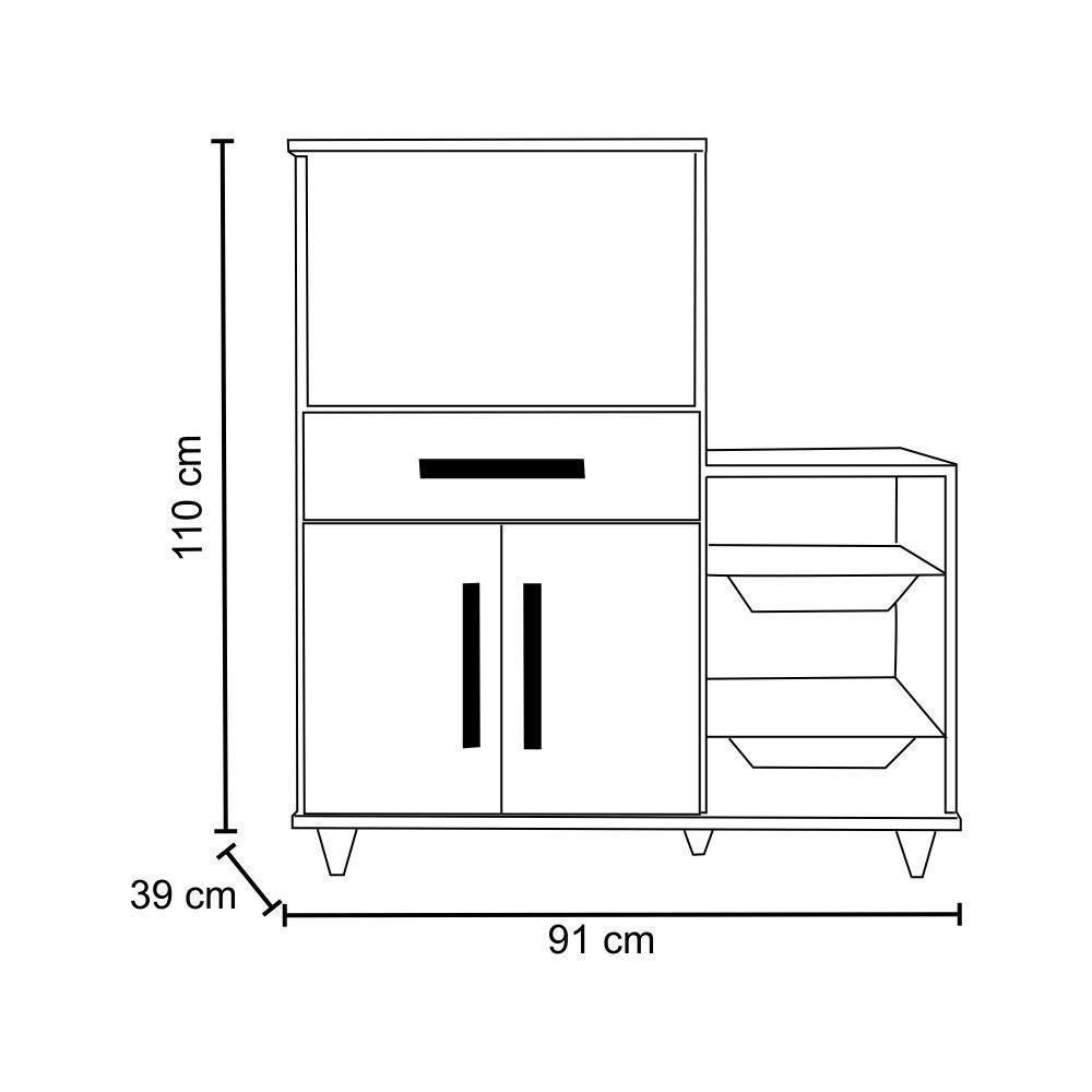 Kit 2 Armários Multiuso Irlanda Com Fruteira Branco/Preto - Lumil Móveis - 2